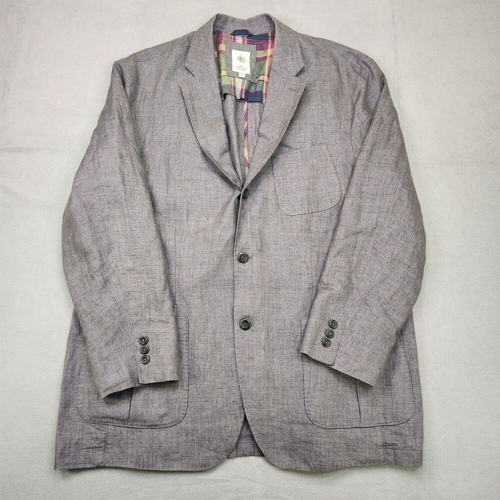 The Territory Ahead 100% Linen Blazer Men's XL Gray 3-Button Sport Coat Jacket